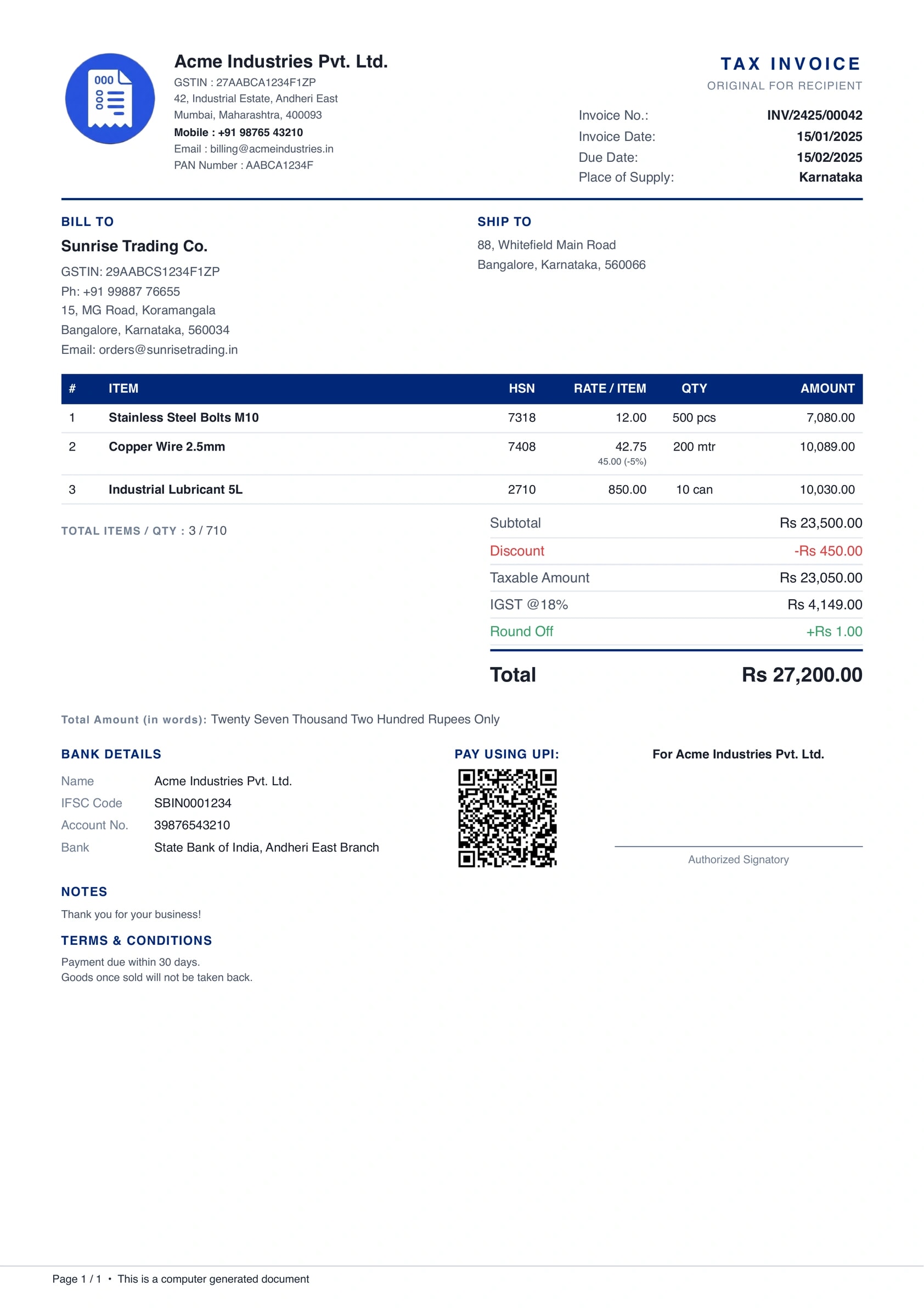 Classic invoice template