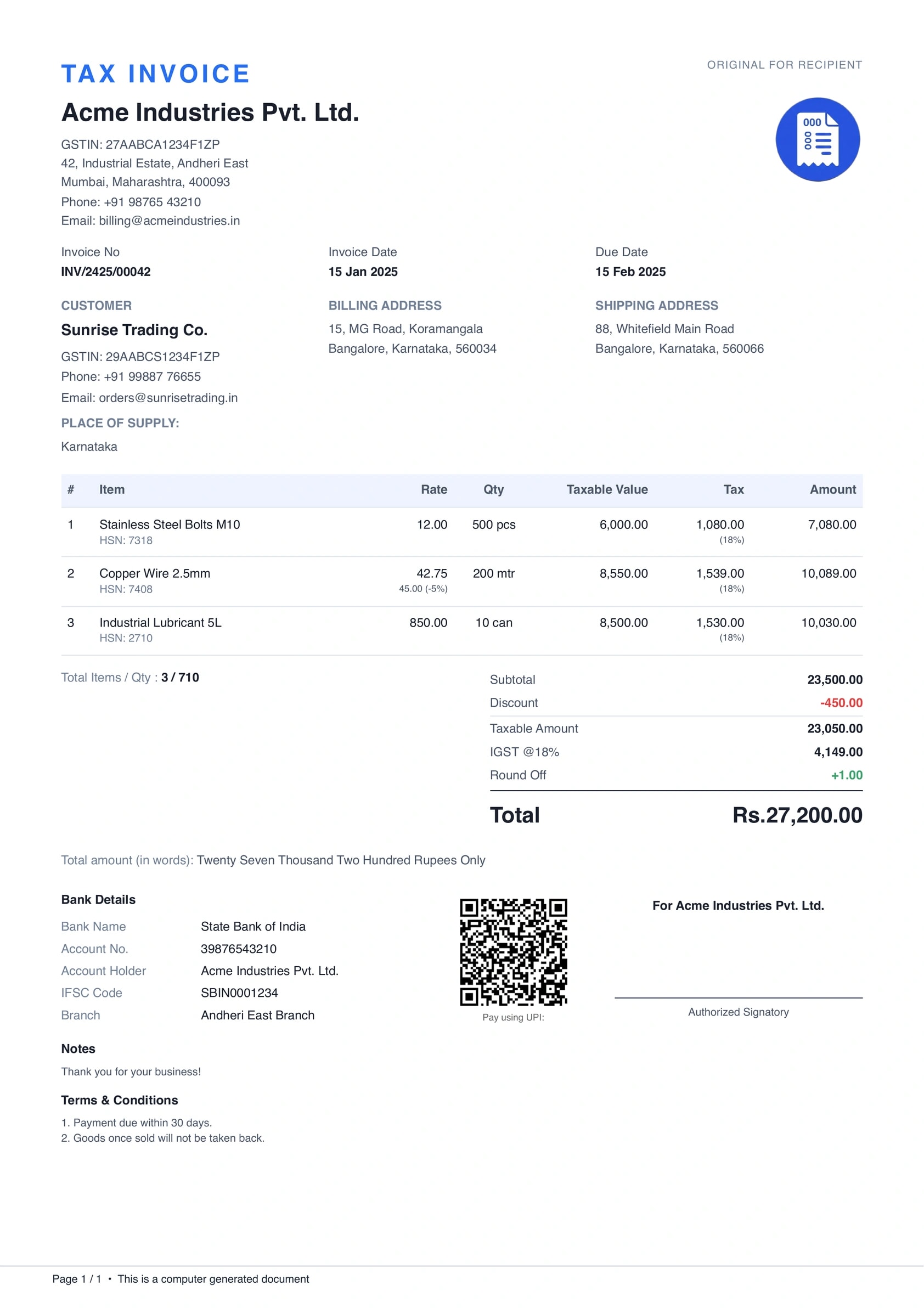 Modern invoice template