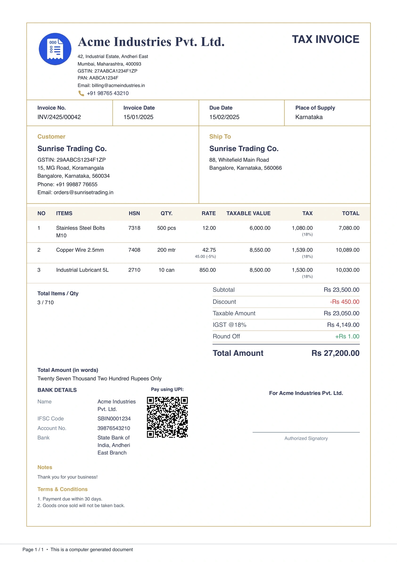 Royal invoice template